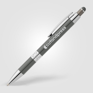 Stylo Adorn en aluminium recyclé avec finition chromée et stylet (+Laser) 13