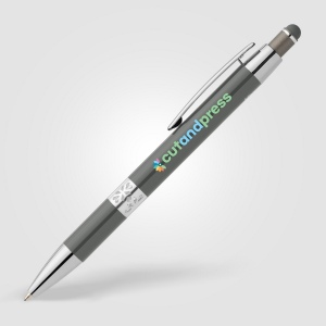Stylo Adorn en aluminium recyclé avec finition chromée et stylet (+Laser) 3