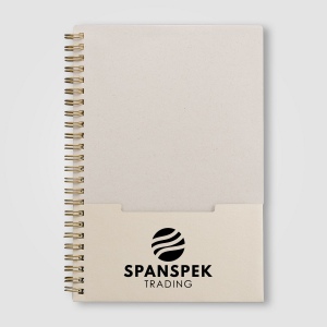 Carnet Lino, papier FSC, couverture à spirales, pages verticales- A5 (+Sérigraphie)