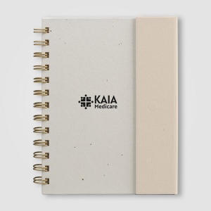 Organiseur Halden, papier FSC, carnet à spirales avec notes adhésives - B6 (+Sérigraphie)