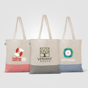 Sac fourre-tout Aro en coton recyclé micro-rayures – 9,7 L (+Sérigraphie) 13