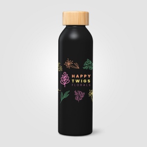 Gourde Eden en aluminium avec couvercle en bambou – 590 ml (+Sérigraphie)