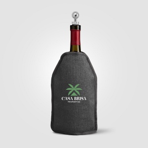 Housse isotherme Nest pour bouteille de vin, polyester recyclé chiné - 16,3 x 22,5 cm (+Sérigraphie) 4