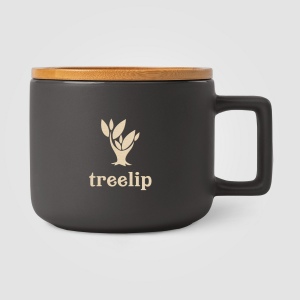 Mug Café Virtuoso en céramique avec couvercle en bambou – 355 mL - Ceram-X (+Laser)
