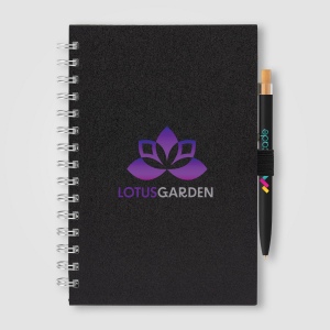 Set carnet Terra A5 à spirales, couverture rigide en carton de lait recyclé & stylo Reborn (+4 Colour Inkjet)