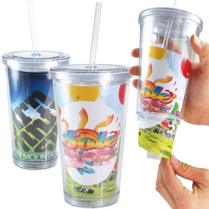 Gobelet de voyage à paille avec insert en papier (455ml/16oz)