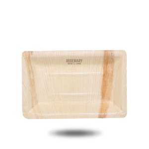 Assiette carrée moyenne à feuilles de palmier 2