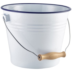 Seau en émail blanc avec bord bleu (5,2 litres) 2