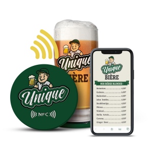 Sous-verre pvc avec puce nfc