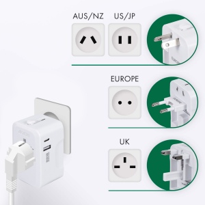 KOJIMA - ADAPTATEUR UNIVERSEL DE VOYAGE AVEC SORTIES USB-C ET USB-A - BLANC 7