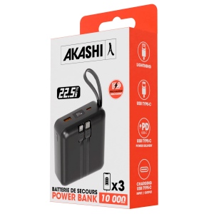 HEIHO - Batterie Powerbank 10,000 mAh avec câbles intégrés à charge rapide 22,5W 3