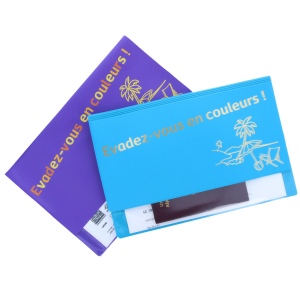 Pochette voyage "Tourisme" 2 poches - Gomme unie - Quadri