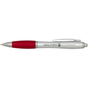 Stylo bille RCS en plastique recyclé avec corps argenté et grip coloré (encre noire) Nash 7