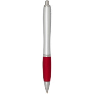 Stylo bille RCS en plastique recyclé avec corps argenté et grip coloré (encre noire) Nash 17