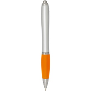 Stylo bille RCS en plastique recyclé avec corps argenté et grip coloré (encre noire) Nash 18