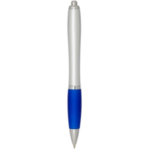 Stylo bille RCS en plastique recyclé avec corps argenté et grip coloré (encre noire) Nash 19