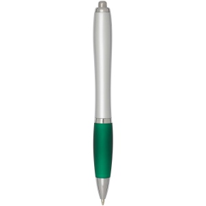 Stylo bille RCS en plastique recyclé avec corps argenté et grip coloré (encre noire) Nash 20