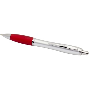 Stylo bille RCS en plastique recyclé avec corps argenté et grip coloré (encre noire) Nash 22