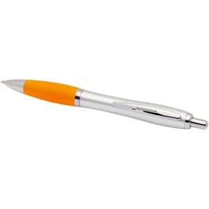 Stylo bille RCS en plastique recyclé avec corps argenté et grip coloré (encre noire) Nash 23