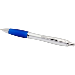 Stylo bille RCS en plastique recyclé avec corps argenté et grip coloré (encre noire) Nash 24