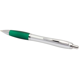 Stylo bille RCS en plastique recyclé avec corps argenté et grip coloré (encre noire) Nash 25