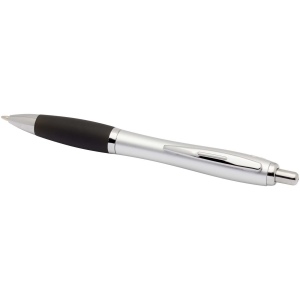 Stylo bille RCS en plastique recyclé avec corps argenté et grip coloré (encre noire) Nash 26
