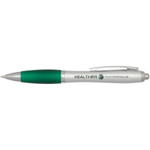 Stylo bille RCS en plastique recyclé avec corps argenté et grip coloré (encre noire) Nash 10