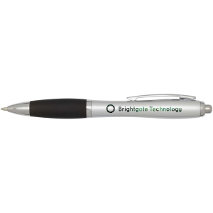 Stylo bille RCS en plastique recyclé avec corps argenté et grip coloré (encre noire) Nash 11