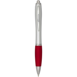 Stylo bille RCS en plastique recyclé avec corps argenté et grip coloré (encre noire) Nash 2