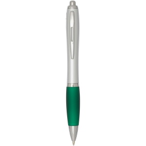 Stylo bille RCS en plastique recyclé avec corps argenté et grip coloré (encre noire) Nash 5