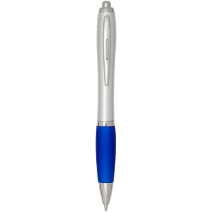 Stylo bille RCS en plastique recyclé avec corps argenté et grip coloré (encre noire) Nash 4