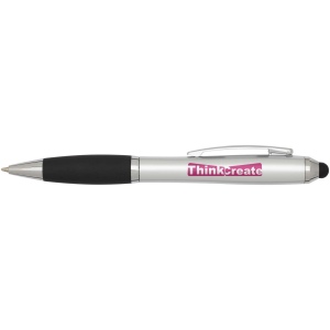 Stylo bille à stylet en plastique recyclé RCS avec corps coloré et grip noir (encre bleue) Nash 6