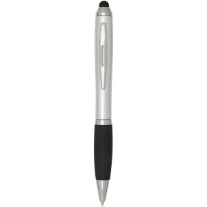 Stylo bille à stylet en plastique recyclé RCS avec corps coloré et grip noir (encre bleue) Nash 3