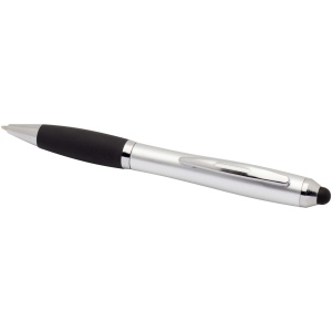 Stylo bille à stylet en plastique recyclé RCS avec corps coloré et grip noir (encre noire) Nash 15