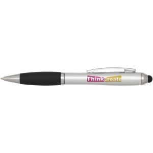 Stylo bille à stylet en plastique recyclé RCS avec corps coloré et grip noir (encre noire) Nash 6