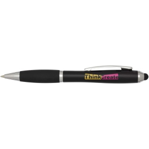Stylo bille à stylet en plastique recyclé RCS avec corps coloré et grip noir (encre noire) Nash 7