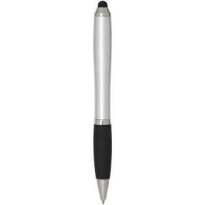 Stylo bille à stylet en plastique recyclé RCS avec corps coloré et grip noir (encre noire) Nash 12