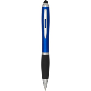 Stylo bille à stylet en plastique recyclé RCS avec corps coloré et grip noir (encre noire) Nash