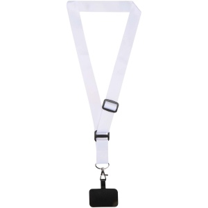 Tour de cou réglable en RPET avec impression par sublimation et son support de téléphone Lyra 3