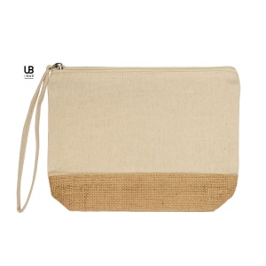 Pochette zippe panama s 100% coton 220gsm + jute 14x15 naturel lamine 2