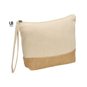Pochette zippe panama s 100% coton 220gsm + jute 14x15 naturel lamine