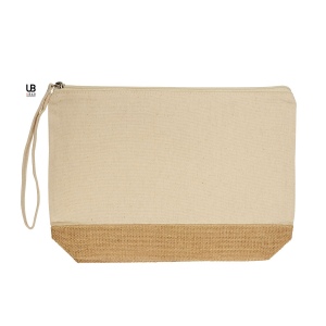 Pochette zippe panama l100% coton 220gsm + jute 14x15 naturel laminee 2