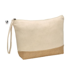 Pochette zippe panama l100% coton 220gsm + jute 14x15 naturel laminee