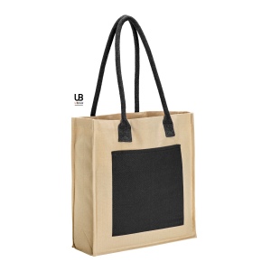 Sac richmond 100% coton naturel 320gsm avec poches et anses noires 2