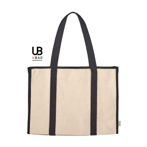 Grand sac zippe en coton recycle avec soufflets poche interieure : kensington 2
