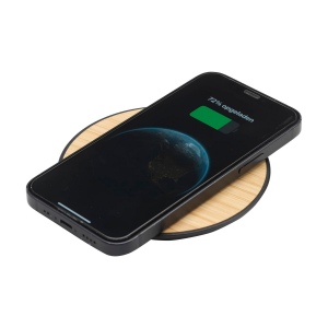 Chargeur rapide sans fil 15 W en ABS et bambou certifié FSC 100% 4