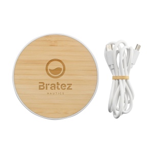 Chargeur rapide sans fil 15 W en ABS et bambou certifié FSC 100% 9