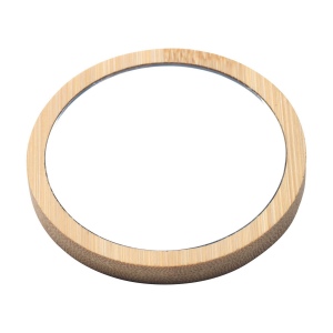 Miroir rond de maquillage (Ø 7 cm) en verre avec un corps en bambou certifié FSC 100%