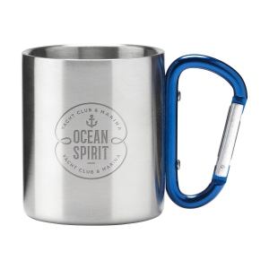 Tasse à double paroi en acier inoxydable recyclé avec une anse originale en forme de mousqueton 2