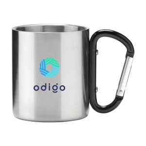 Tasse à double paroi en acier inoxydable recyclé avec une anse originale en forme de mousqueton 4